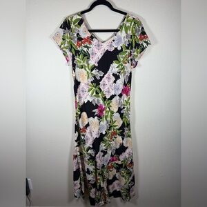 Nani Hawaiian Maxi Dress Colorful Short Sleeves Flowy Women’s Large